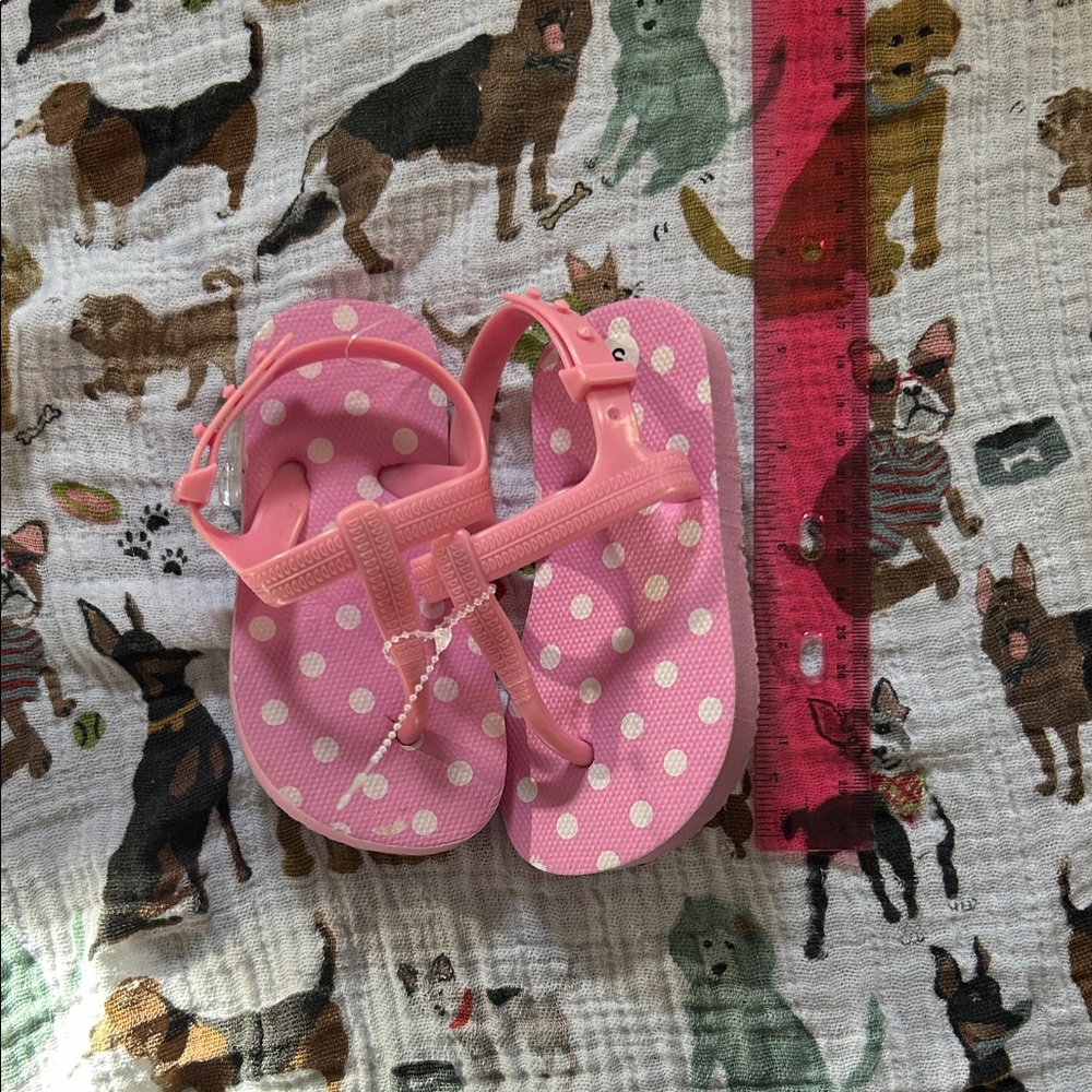 Adorable Pink Polka Dot Kids Flip Flops